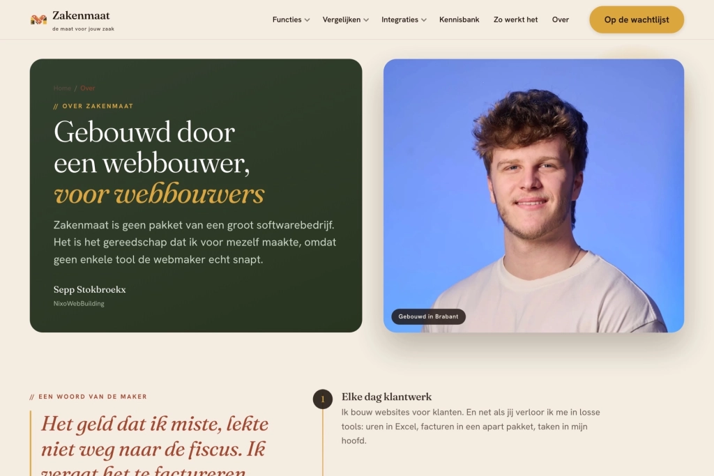 Screenshot 3 van de website van Zakenmaat, de website